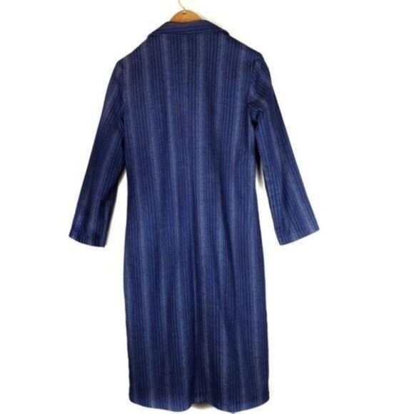 Denim Long Trench Coat Women’s – Notched Collar Casual Jean Coat - Picture 7 of 7